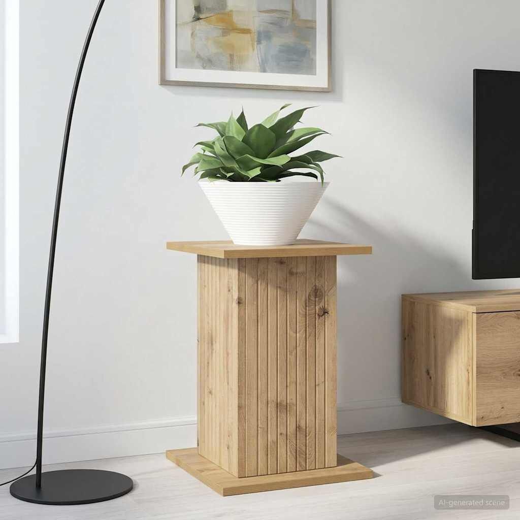 Plantenstandaard Artisanaal Eiken 30,5x30x43 cm - 33% Korting