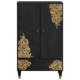 VidaXL Hoge Kast Zwart Mango Hout 60x33x100cm - 34% Korting