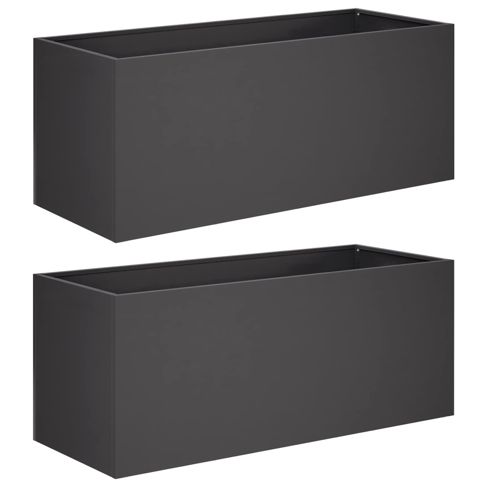 2x Zwarte Plantenbak 80x40x40 cm - Koudgewalst Staal met 54% Korting