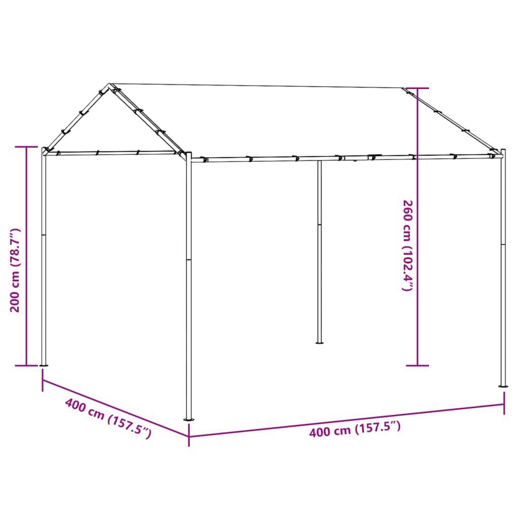 VidaXL Tuinpaviljoen 4x4m Antraciet - 35% Korting