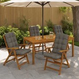 vidaXL Hoogrug Kussens VIANEN - 4 Stuks - 100% Polyester Grijs (34% Korting!)