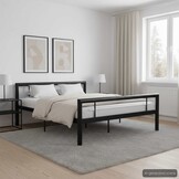 vidaXL Bedframe Metaal Zwart/Wit 120x200 cm - 34% Korting!