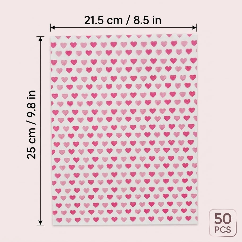 Vetvrij Inpakpapier Rood Hartjesmotief (50 stuks) - 48% Korting!