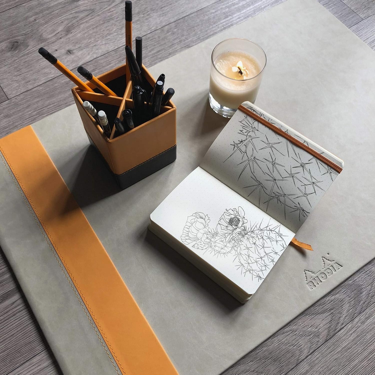 Harde Bureaumat Oranje 60x40 cm | Imitatieleer | Zadelstiksel | 49% Korting