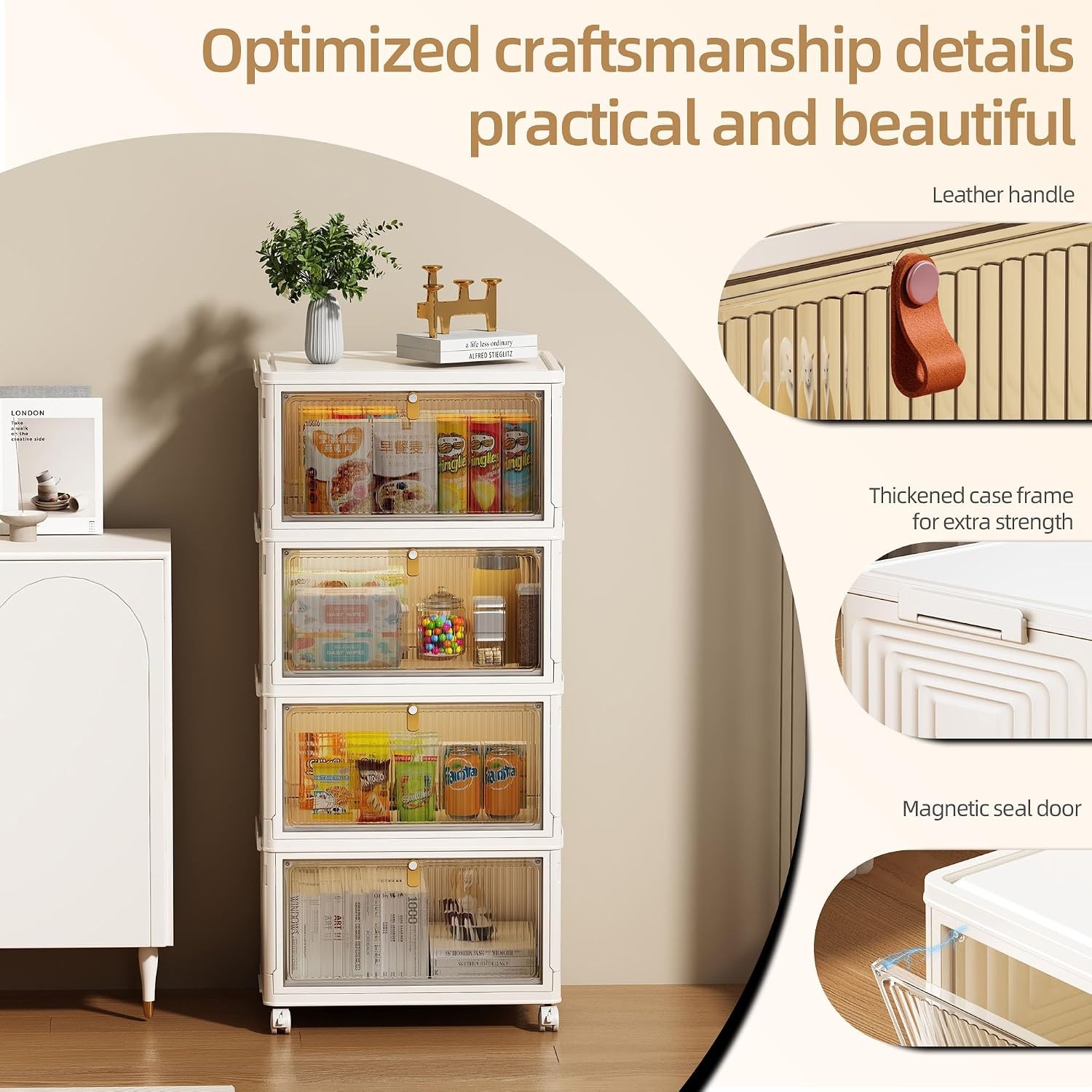 4x Lichtgrijze Opbergboxen 47L met Wielen & Deksel - 32% Korting