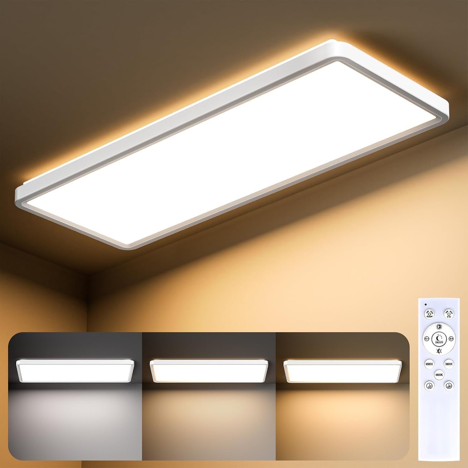 LED Plafondlamp 100x25 cm Wit 32W | 33% Korting | Dimbare Kleurtemperatuur