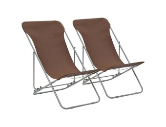 vidaXL Klapstoelen, 2 Stuks, Staal & Oxford Stof, Bruin - 33% Korting