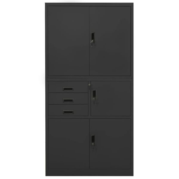vidaXL Kantoorkast 90x40x180 cm staal antracietkleurig