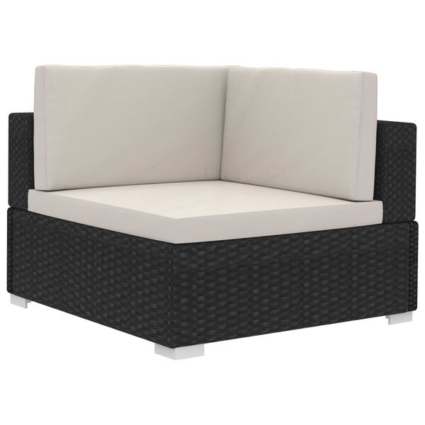 vidaXL 4-delige Loungeset met kussens poly rattan zwart