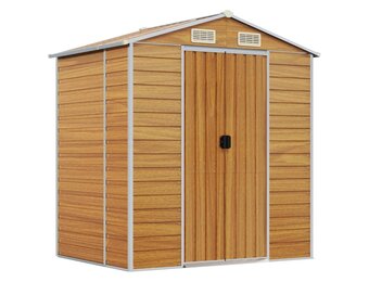 vidaXL Tuinschuur 191x130x198 cm gegalvaniseerd staal lichtbruin