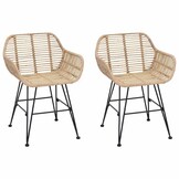 Eetkamerstoelen Riet & IJzer Naturel (2 stuks) - 59% Korting!