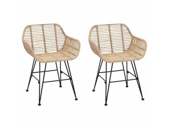 Eetkamerstoelen Riet & IJzer Naturel (2 stuks) - 59% Korting!
