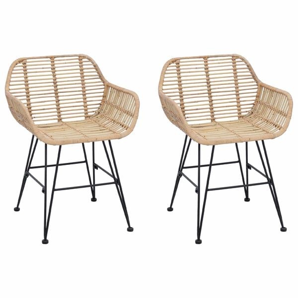 Eetkamerstoelen Riet & IJzer Naturel (2 stuks) - 59% Korting!