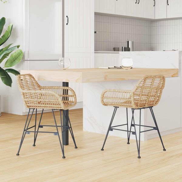 Eetkamerstoelen Riet & IJzer Naturel (2 stuks) - 59% Korting!