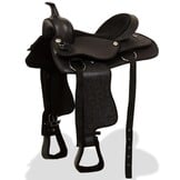 Western Zadel Set met Hoofdstel & Borstriem - Echt Leer Zwart (35% Korting)