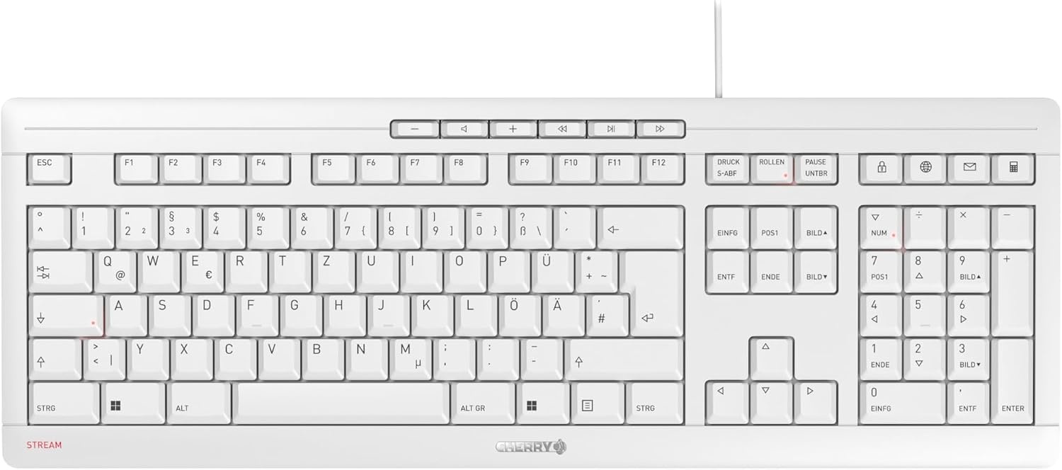 CHERRY STREAM Toetsenbord QWERTZ Wit-Grijs - 56% Korting