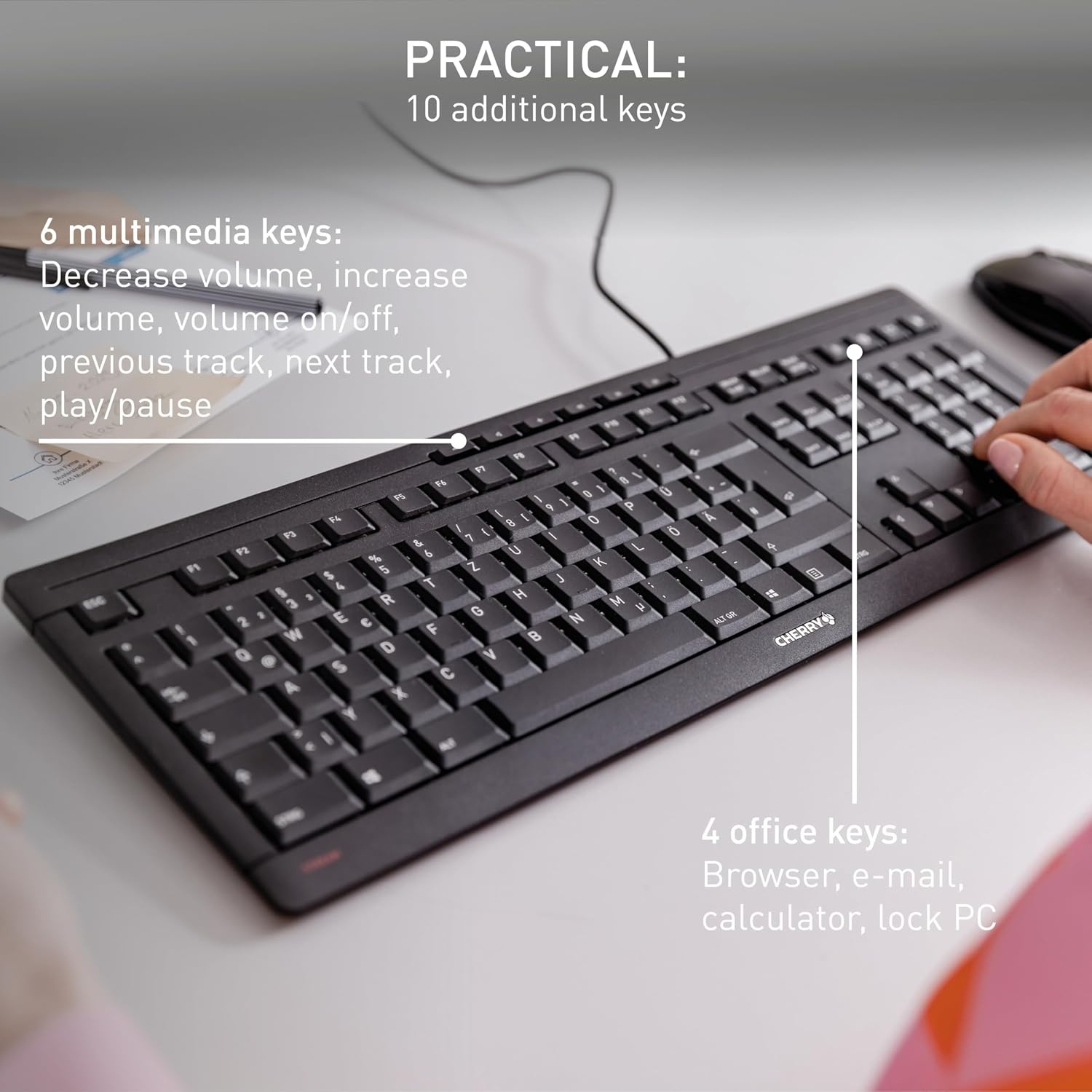CHERRY STREAM Toetsenbord QWERTZ Wit-Grijs - 56% Korting