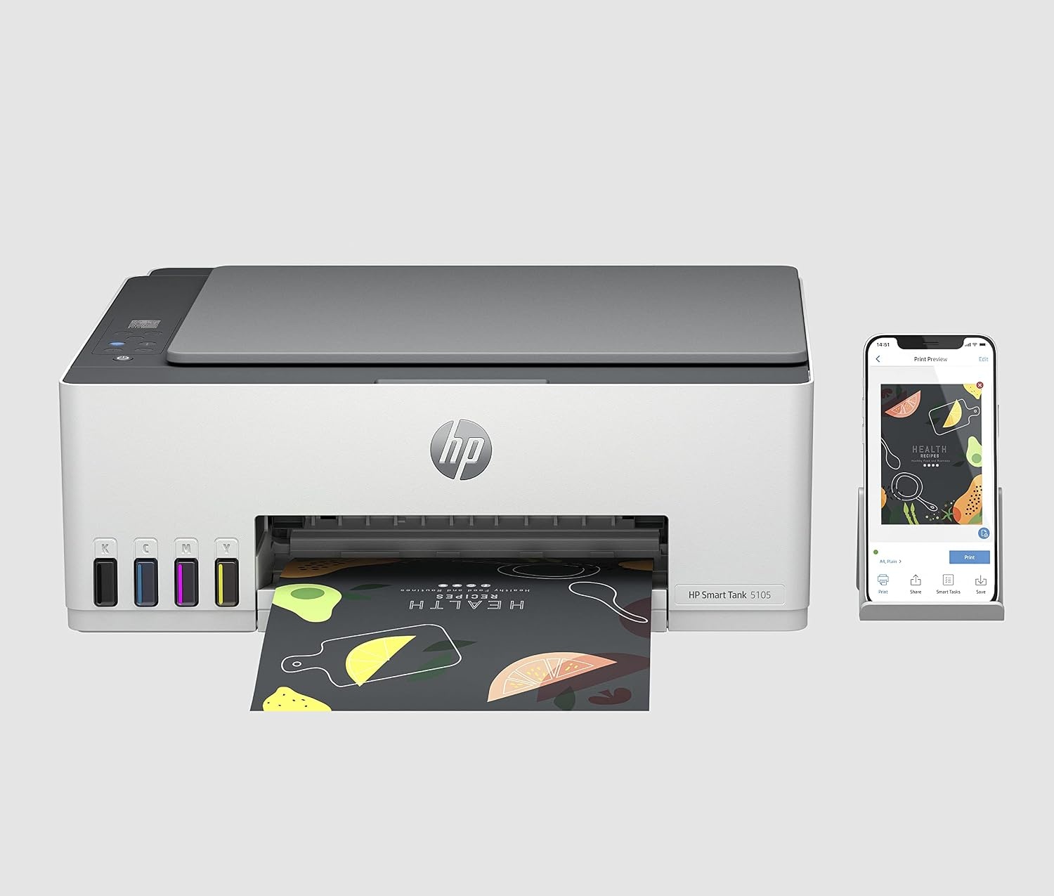 HP Smart Tank 5105 All-in-One Inkjet Printer - Zwart/Grijs
