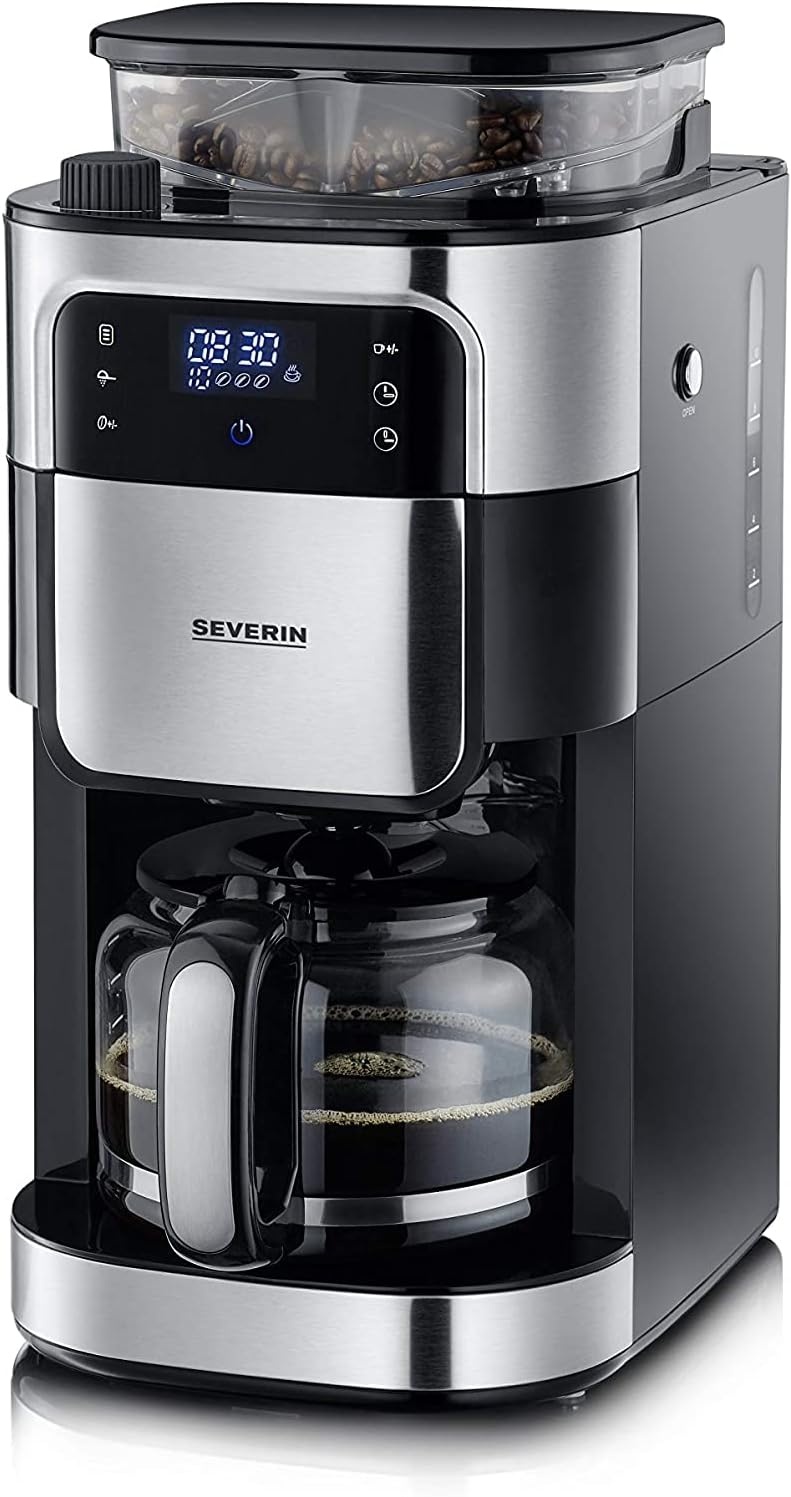 Severin KA 4813 Koffiezetapparaat met Bonenmaler - Zwart/RVS - 35% Korting