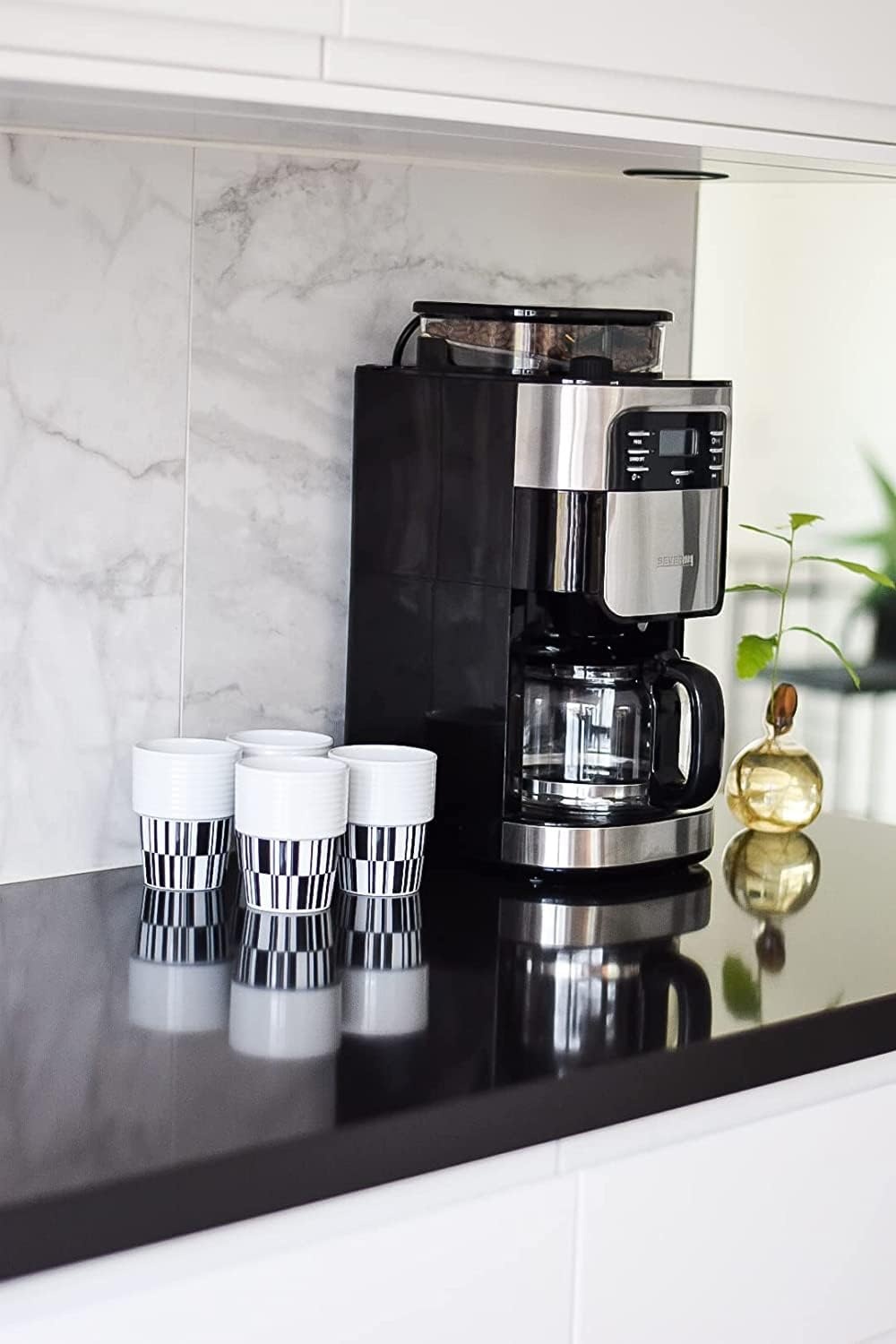 Severin KA 4813 Koffiezetapparaat met Bonenmaler - Zwart/RVS - 35% Korting