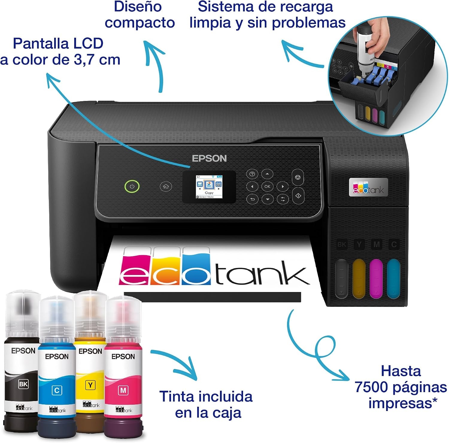 Epson EcoTank ET-2870 Inkjet All-in-One Printer Zwart