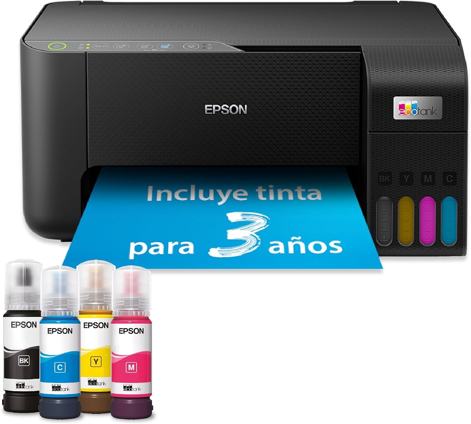 Epson EcoTank ET-2862 multifunctionele printer A4, navulbare tanks, hoge capaciteit, 4 flessen inbegrepen, komt overeen met 3600 pagina's B/N 6500 pagina's kleur