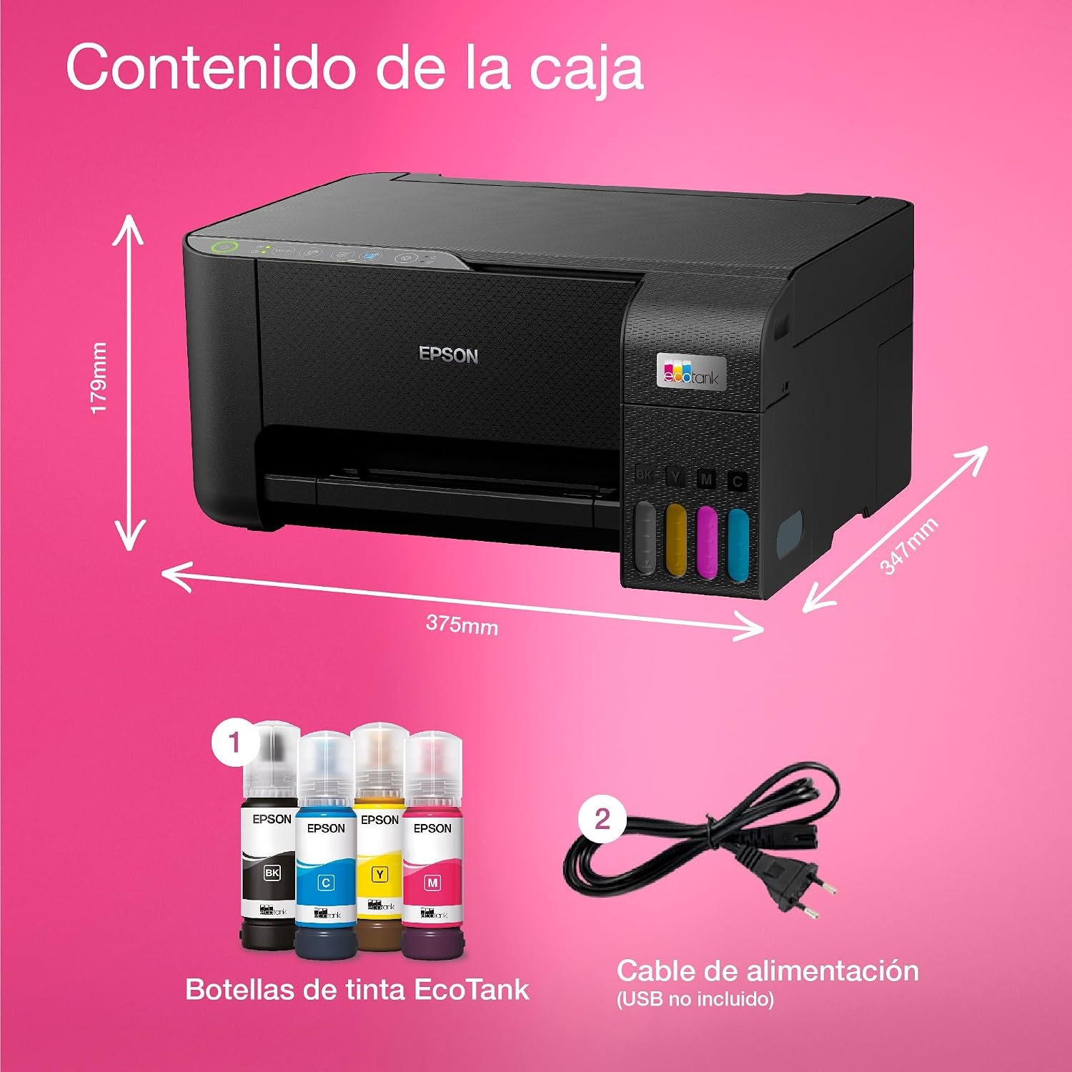 Epson EcoTank ET-2862 multifunctionele printer A4, navulbare tanks, hoge capaciteit, 4 flessen inbegrepen, komt overeen met 3600 pagina's B/N 6500 pagina's kleur