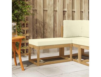 vidaXL Buitenstoolbank Massief Acaciahout Whitewash en crème