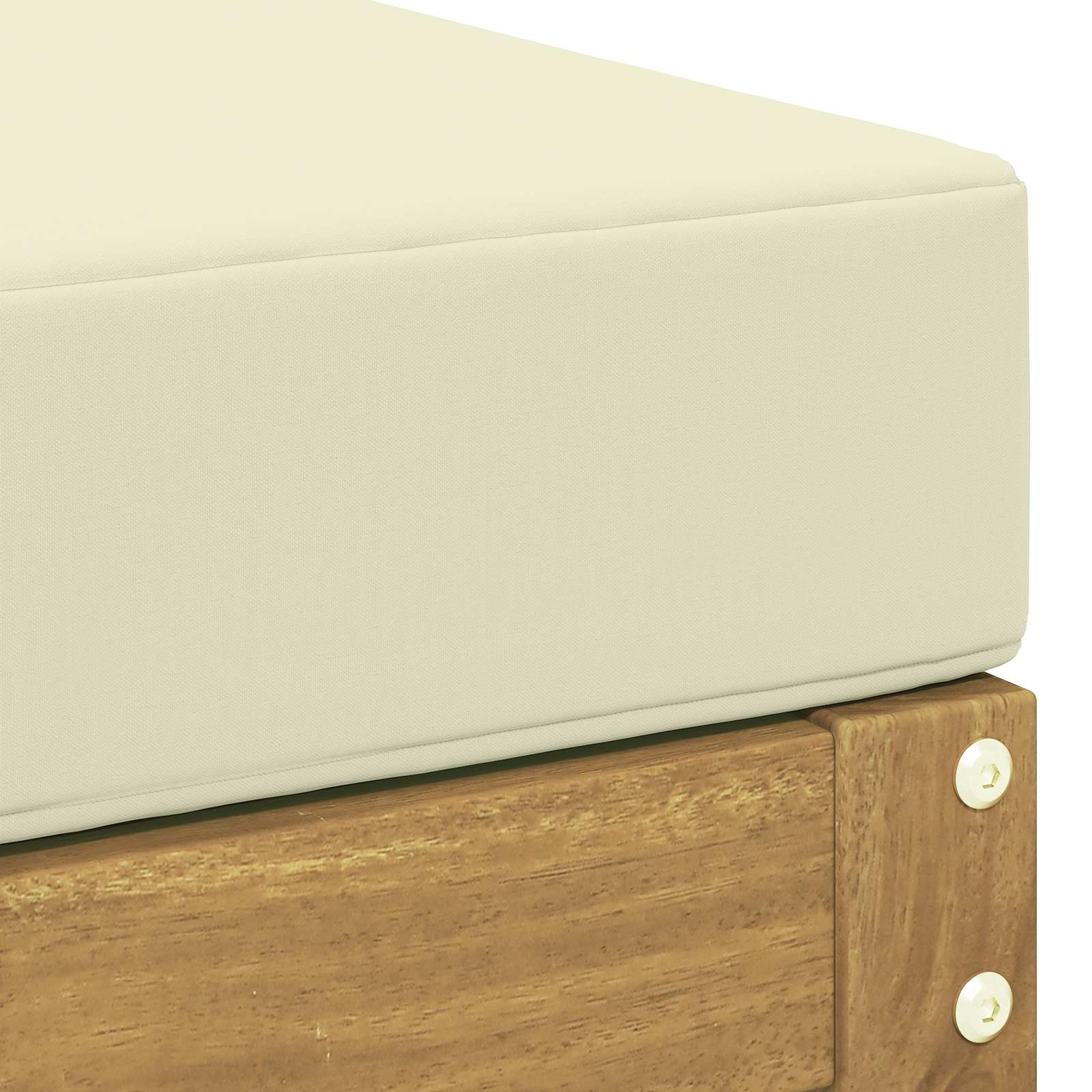 vidaXL Buitenstoolbank Massief Acaciahout Whitewash en crème