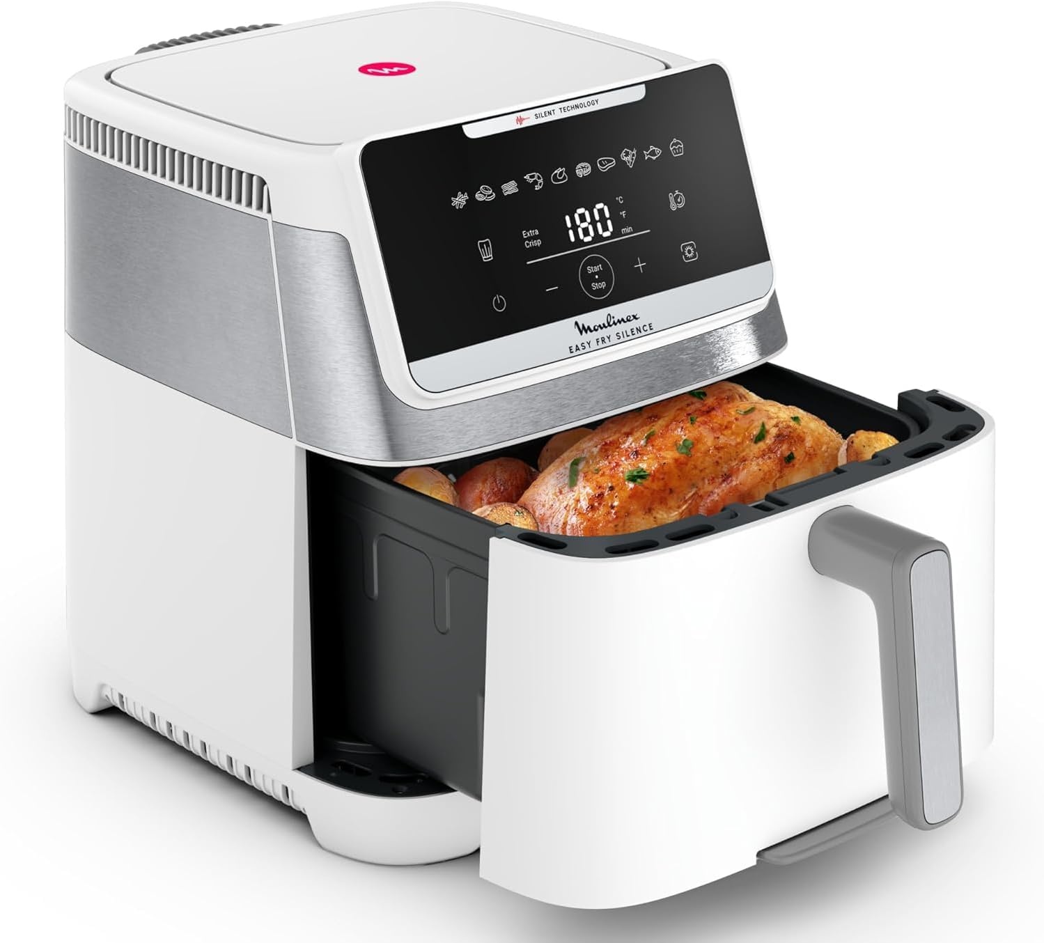 Moulinex Easy Fry Silence 7L, stille en compacte Air Fryer, tot 8 personen, afneembare voorkant, EZ8421F0