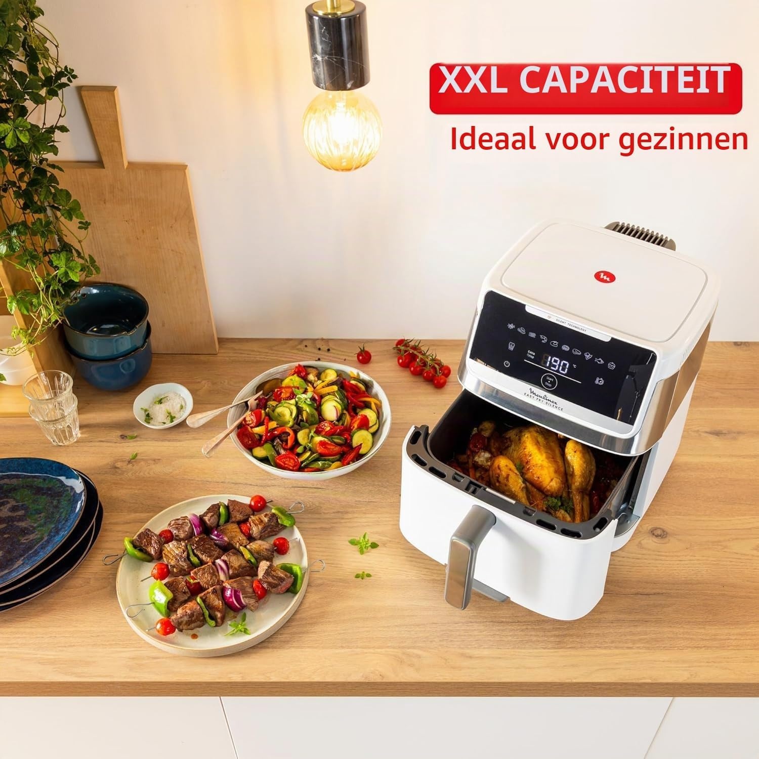 Moulinex Easy Fry Silence 7L, stille en compacte Air Fryer, tot 8 personen, afneembare voorkant, EZ8421F0
