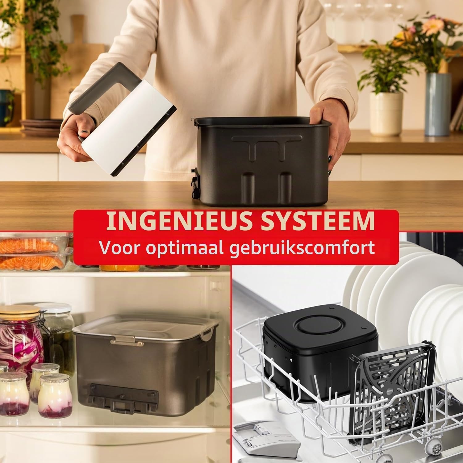 Moulinex Easy Fry Silence 7L, stille en compacte Air Fryer, tot 8 personen, afneembare voorkant, EZ8421F0