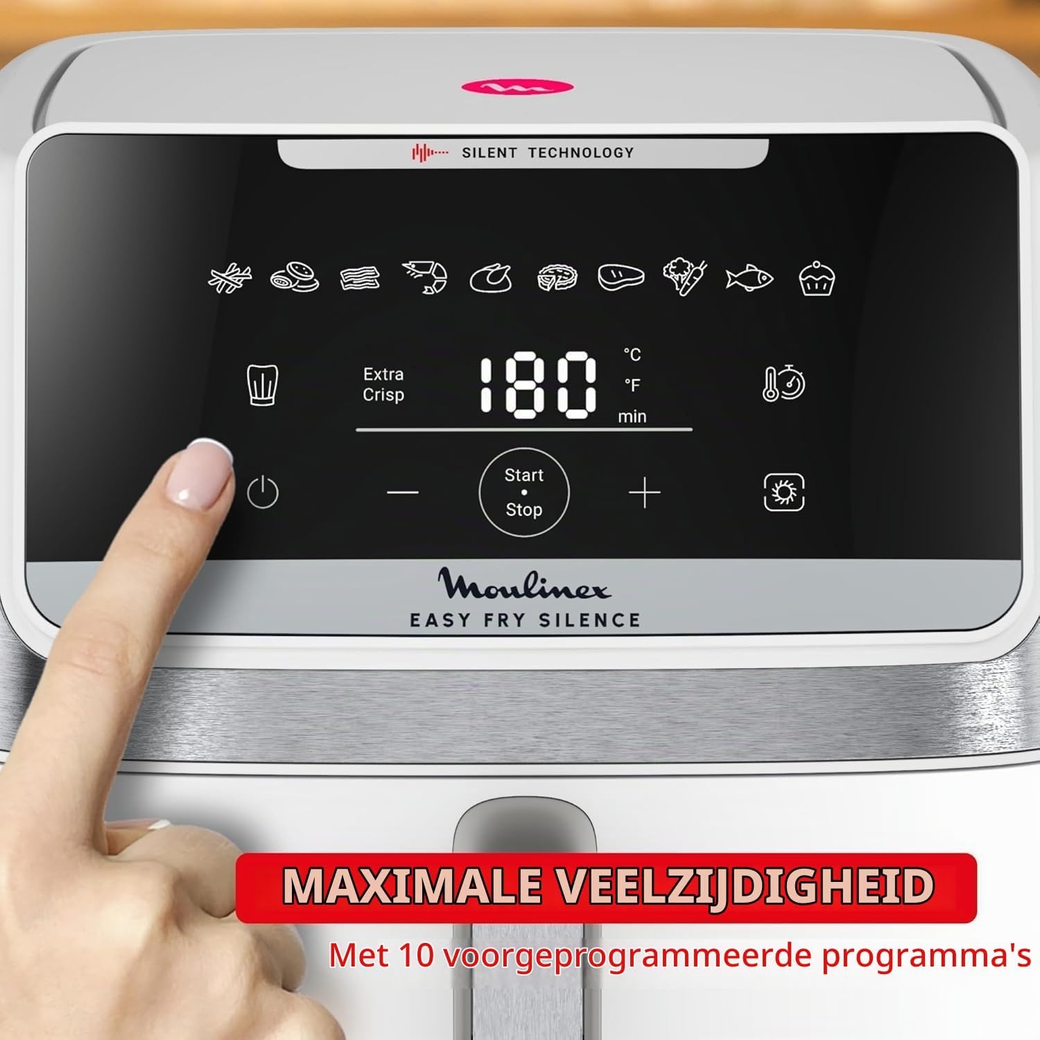 Moulinex Easy Fry Silence 7L, stille en compacte Air Fryer, tot 8 personen, afneembare voorkant, EZ8421F0
