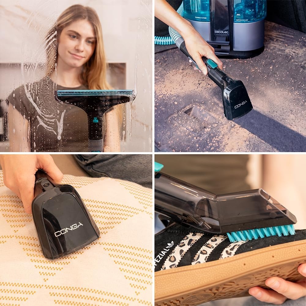 Cecotec Tapijt reiniger Conga 6000 Carpet&Spot Clean XL, 600 W, 14 kPa, 4 accessoires, reservoir voor schoon water 1500 ml en vuil 850 ml, actieradius 8 m, gemakkelijk te verwijderen