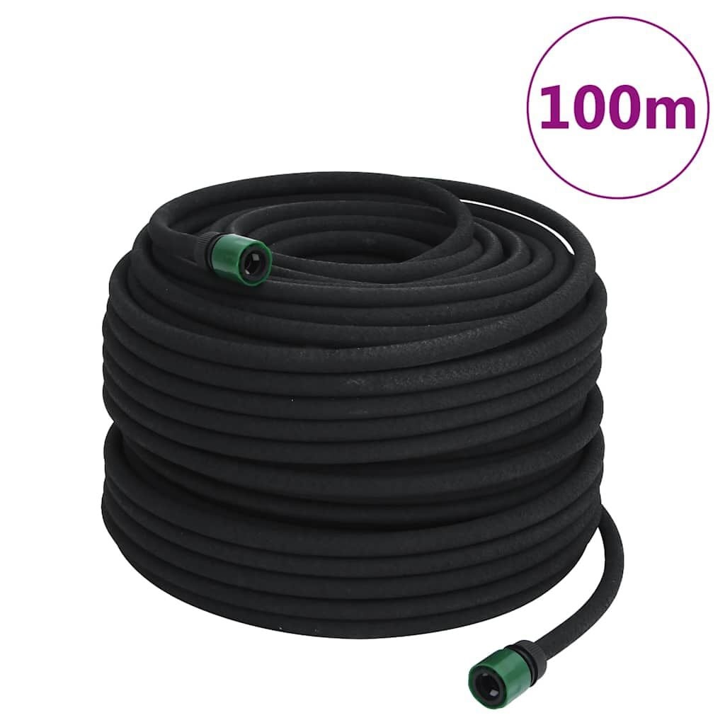 vidaXL Druppelslang 0,6'' 100 m rubber zwart