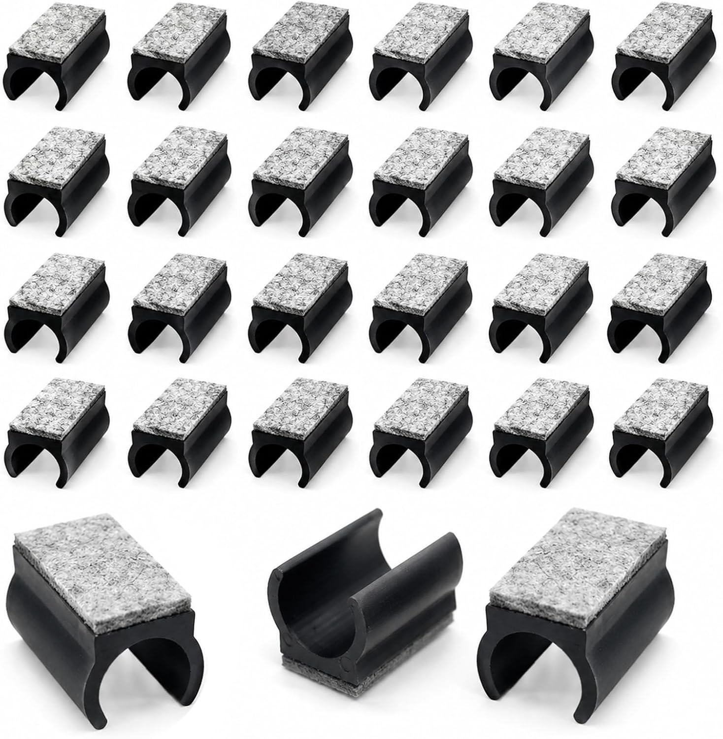 24 stuks 25 mm stoelglijders, vrijdragende stoelglijders, met een antislip oppervlak van geluidsabsorberend vilt, dat geluiden dempt en de vloer beschermt, zwart