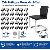 24 stuks 25 mm stoelglijders, vrijdragende stoelglijders, met een antislip oppervlak van geluidsabsorberend vilt, dat geluiden dempt en de vloer beschermt, zwart