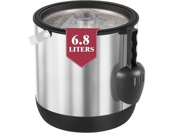 IJsblokjeshouder van 6,8 liter, met deksel en schep, roestvrij staal, BPA-vrij, dubbelwandig, geïsoleerd, voor cocktailbar en feestjes