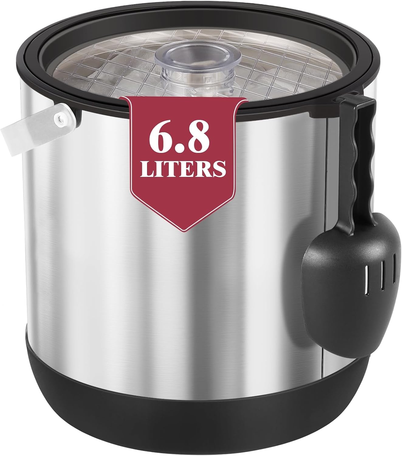 IJsblokjeshouder van 6,8 liter, met deksel en schep, roestvrij staal, BPA-vrij, dubbelwandig, geïsoleerd, voor cocktailbar en feestjes