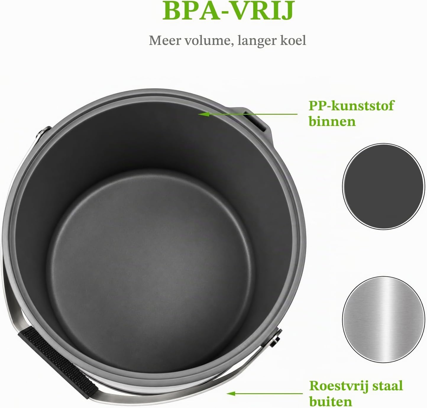 IJsblokjeshouder van 6,8 liter, met deksel en schep, roestvrij staal, BPA-vrij, dubbelwandig, geïsoleerd, voor cocktailbar en feestjes