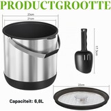 IJsblokjeshouder van 6,8 liter, met deksel en schep, roestvrij staal, BPA-vrij, dubbelwandig, geïsoleerd, voor cocktailbar en feestjes