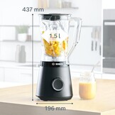 Bosch VitaPower Serie 4 Blender, ProPerformance systeem, 1200 Watt, roestvrijstalen messen, Tritan blenderkan, 2 snelheden en pulse functie, MMB6141B, zwart
