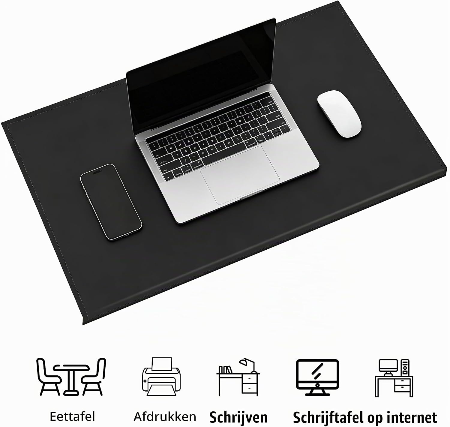 SK Studio bureau-onderlegger met randbescherming, waterdicht polyurethaan, antislip onderlegger voor toetsenbord, pc, laptop en muis