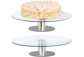 Draaibare Taartstandaard Set van 2 - 30 cm - Glas & RVS - 38% Korting