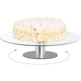 Relaxdays taartplateau, set van 2, draaibaar, Ø 30 cm, transparant