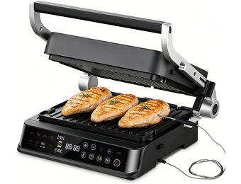 AMZCHEF 6-in-1 Contactgrill 2000W met Temperatuursensor - Clear Black