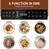 AMZCHEF 6-in-1 Contactgrill 2000W met Temperatuursensor - Clear Black