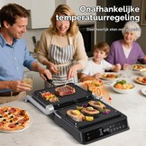 AMZCHEF 6-in-1 Contactgrill 2000W met Temperatuursensor - Clear Black
