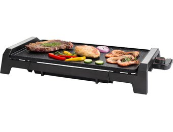 SENYA Elektrische grillplaat, 2200 W, steenlook, antiaanbaklaag, groot grilloppervlak voor 6 tot 8 personen, vetopvangbak, vaatwasmachinebestendig