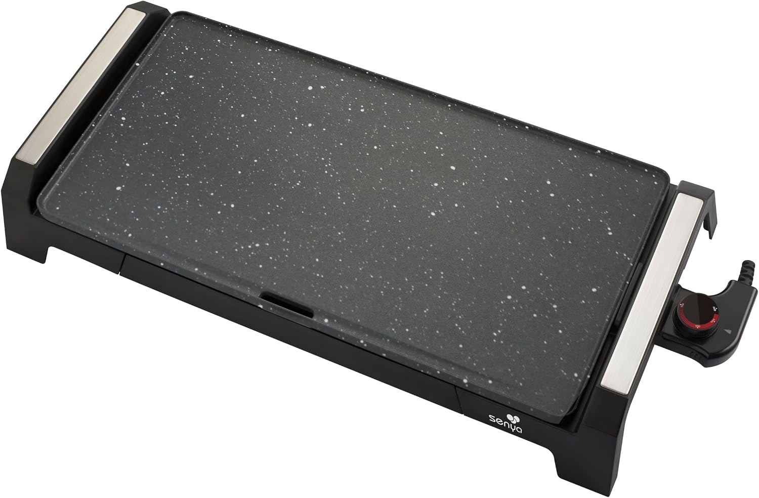 SENYA Elektrische grillplaat, 2200 W, steenlook, antiaanbaklaag, groot grilloppervlak voor 6 tot 8 personen, vetopvangbak, vaatwasmachinebestendig